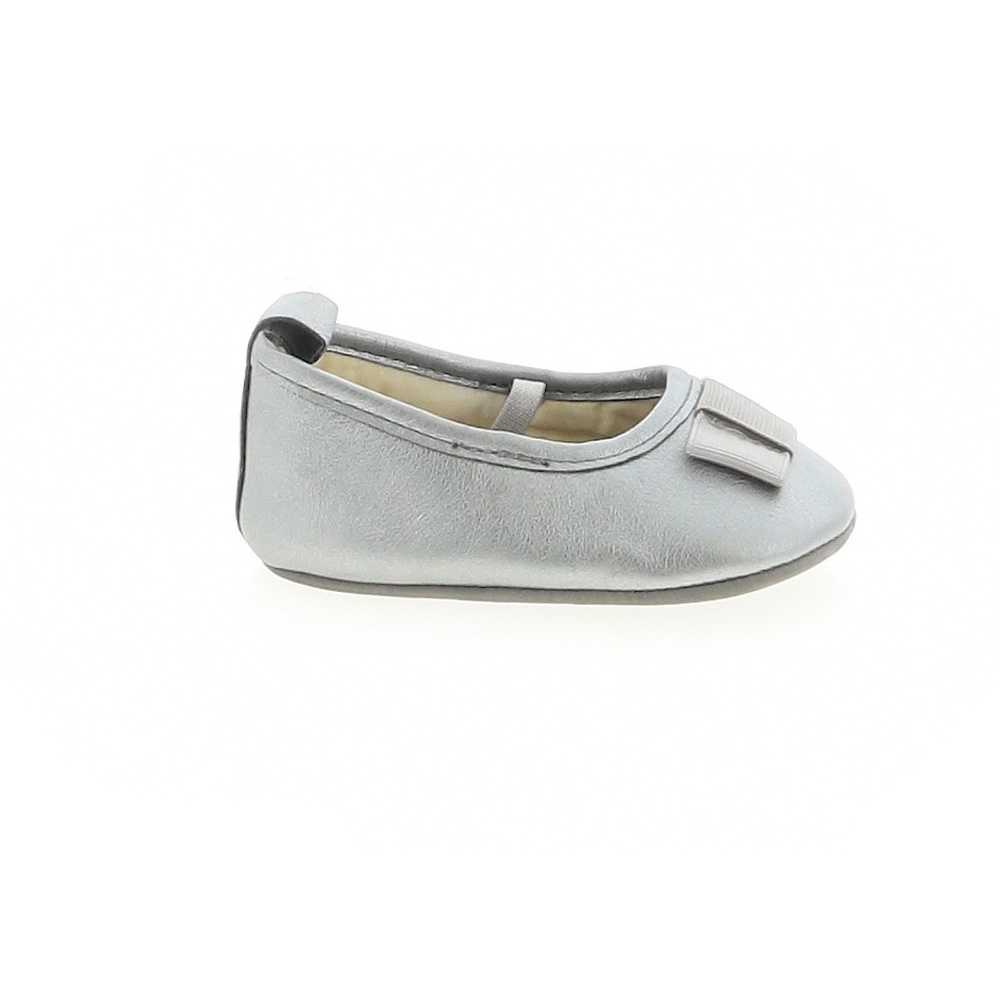 Carter's Ballerina Slippers Silver with Pink Bow Size 2